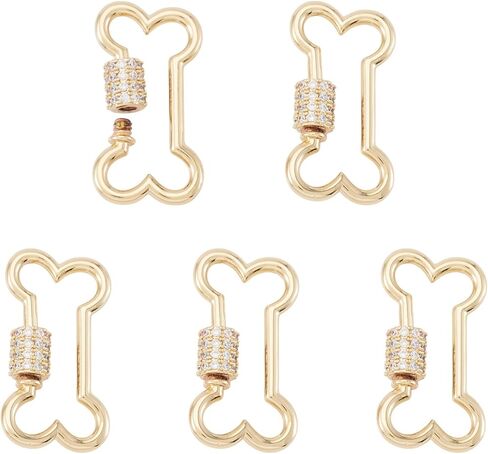Beadthoven 10Pcs Oval Screw Carabiner Lock Charms 19x12x2mm Brass Cubic Zirconia Necklace Lock Clip Charms Small Metal Locking Carabiner Clasps for DIY Necklace Bracelet Keychain Jewelry Making in Saudi Arabia