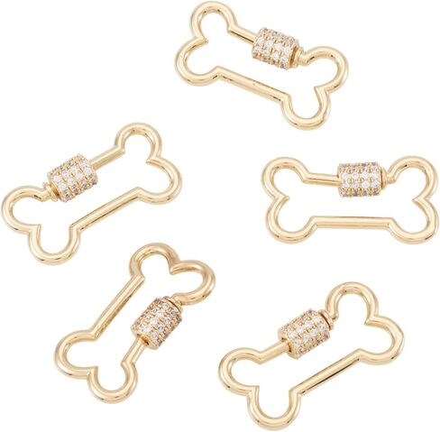 Beadthoven 10Pcs Oval Screw Carabiner Lock Charms 19x12x2mm Brass Cubic Zirconia Necklace Lock Clip Charms Small Metal Locking Carabiner Clasps for DIY Necklace Bracelet Keychain Jewelry Making in Saudi Arabia