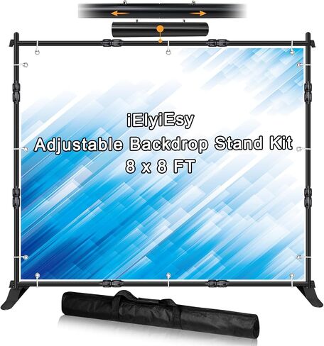 iElyiEsy 10x8FT Strengthen Heavy Duty Thickened and Sturdier Background Stand, Adjustable Step and Repeat Stand with Carrying Bag for Parties Photo Booth Trade Show in Saudi Arabia