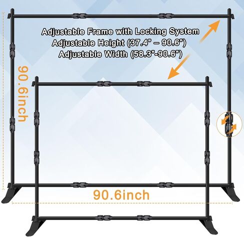 iElyiEsy 10x8FT Strengthen Heavy Duty Thickened and Sturdier Background Stand, Adjustable Step and Repeat Stand with Carrying Bag for Parties Photo Booth Trade Show in Saudi Arabia