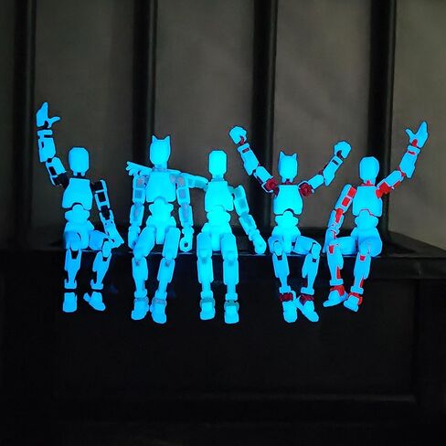 T13 Action Figures (Grow in The Dark Blue) Titan 13 Action Figures T13 3D Action Figure Set Already Assembled Dummy 13 Nova T-13 Robot 3D Printed Multi-Jointed Movable Toy (Blue Black + Dog) in Saudi Arabia