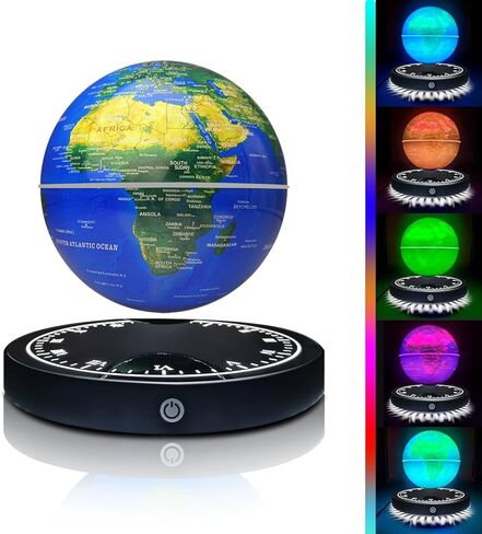 Magnetic Levitating Globe with LED Light, 360°Rotating Floating Globe World Map for Home Office Display, Cool Tech Gift for Men Father Boys and Girls, Ideal for Birthdays Anniversaries in Saudi Arabia