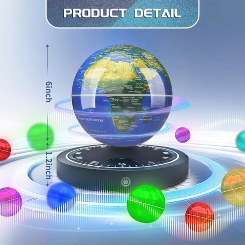 Magnetic Levitating Globe with LED Light, 360°Rotating Floating Globe World Map for Home Office Display, Cool Tech Gift for Men Father Boys and Girls, Ideal for Birthdays Anniversaries in Saudi Arabia