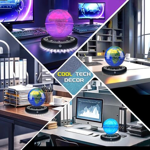 Magnetic Levitating Globe with LED Light, 360°Rotating Floating Globe World Map for Home Office Display, Cool Tech Gift for Men Father Boys and Girls, Ideal for Birthdays Anniversaries in Saudi Arabia