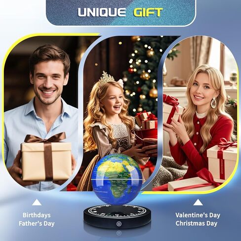 Magnetic Levitating Globe with LED Light, 360°Rotating Floating Globe World Map for Home Office Display, Cool Tech Gift for Men Father Boys and Girls, Ideal for Birthdays Anniversaries in Saudi Arabia