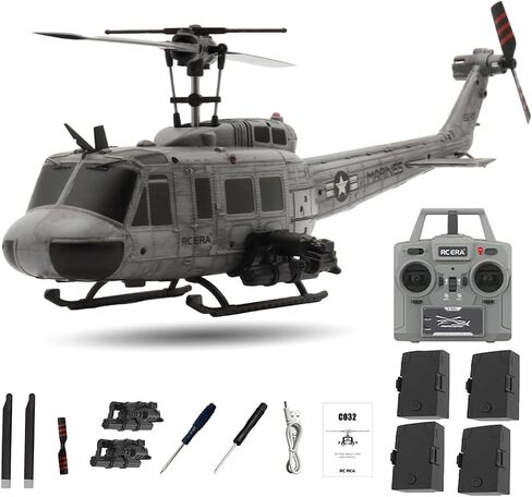 RC ERA C032 UH-1 Huey RC Helicopter, 1:48 Scale 6-Axis Gyro 6CH Brushless Flybarless Stabilized Aircraft 3D Inverted Flight Optical Flow Positioning for Adults Hobbyists in Saudi Arabia
