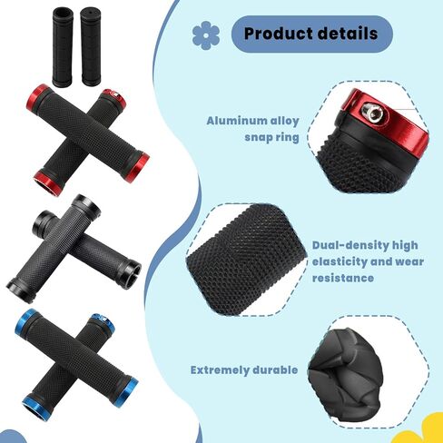 2 PCS Bike Dual Lock-On Handlebar Grips with Wrench - Non-Slip Grips for Mountain Bike, Beach Cruiser, Commuter Bicycles in Saudi Arabia
