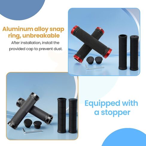 2 PCS Bike Dual Lock-On Handlebar Grips with Wrench - Non-Slip Grips for Mountain Bike, Beach Cruiser, Commuter Bicycles in Saudi Arabia