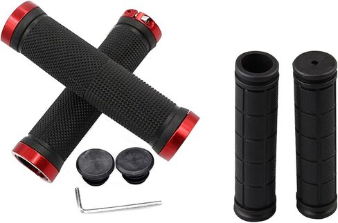 2 PCS Bike Dual Lock-On Handlebar Grips with Wrench - Non-Slip Grips for Mountain Bike, Beach Cruiser, Commuter Bicycles in Saudi Arabia