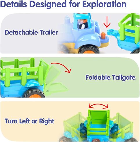 HOLA Toys for 1 2 3 Year Old Boy Birthday Gift - 3 PCS Friction-Powered Trucks Toddler Boy Toy, Sweeper Truck Toddler Toys 1-2 Early Educational Baby Christmas Birthday Stuffer in Saudi Arabia