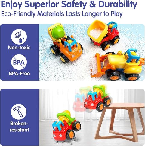 HOLA Toys for 1 2 3 Year Old Boy Birthday Gift - 3 PCS Friction-Powered Trucks Toddler Boy Toy, Sweeper Truck Toddler Toys 1-2 Early Educational Baby Christmas Birthday Stuffer in Saudi Arabia