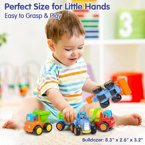 HOLA Toys for 1 2 3 Year Old Boy Birthday Gift - 3 PCS Friction-Powered Trucks Toddler Boy Toy, Sweeper Truck Toddler Toys 1-2 Early Educational Baby Christmas Birthday Stuffer in Saudi Arabia