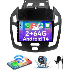 راديو سيارة Android 14 متوافق مع Ford Transit Connect 2014-2018، ستيريو سيارة بشاشة تعمل باللمس مقاس 9 بوصة مع Carplay لاسلكي Android Auto، مستقبل الوسائط المتعددة مع GPS Bluetooth وكاميرا احتياطية in Kuwait
