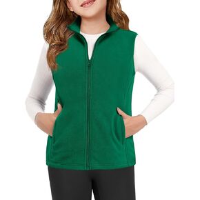 Haloumoning Girls Polar Fleece Zipper Vest Kids Sleeveless Stand Collar Jacket with Pockets 5-14 Years in Kuwait