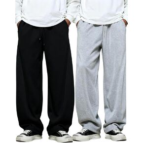 SOLY HUX Men's Athletic Sweatpants 2 Packs Drawstring Elastic Waist Wide Leg Baggy Sports Pants in Saudi Arabia