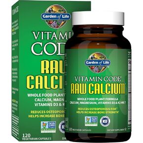 Garden of Life Raw Calcium Supplement for Women and Men - Vitamin Code Made from Whole Foods with Magnesium, K2, Vitamin D3 and Vitamin C Plus Probiotics for Digestion, 60 Capsules in Kuwait