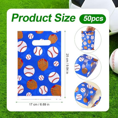 50pcs Soccer Goodie Bags, Football-Themed Goody Party Favor Bags with Handle for Team Reusable Glossy Metallic Candy Treat Wraps for Snacks Sports Events Birthday Decorations Gift Giving in Saudi Arabia