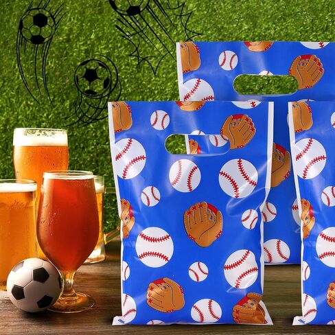 50pcs Soccer Goodie Bags, Football-Themed Goody Party Favor Bags with Handle for Team Reusable Glossy Metallic Candy Treat Wraps for Snacks Sports Events Birthday Decorations Gift Giving in Saudi Arabia