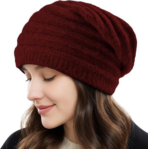FGZ Women's Wool Blend Knitted Beanie - Ultra Soft, Seamless Slouchy Beanie Hat for Winter in Kuwait