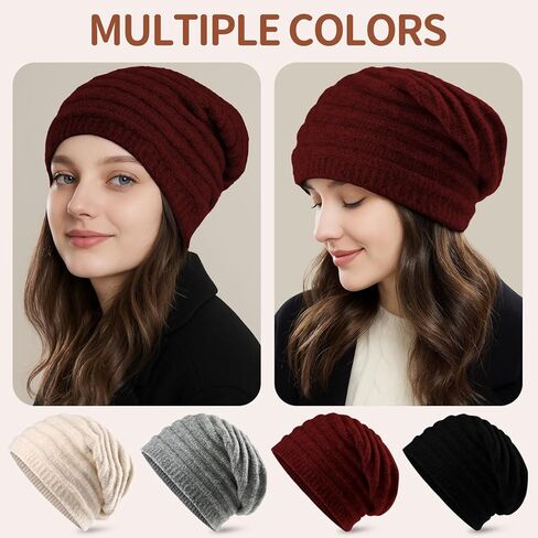 FGZ Women's Wool Blend Knitted Beanie - Ultra Soft, Seamless Slouchy Beanie Hat for Winter in Kuwait