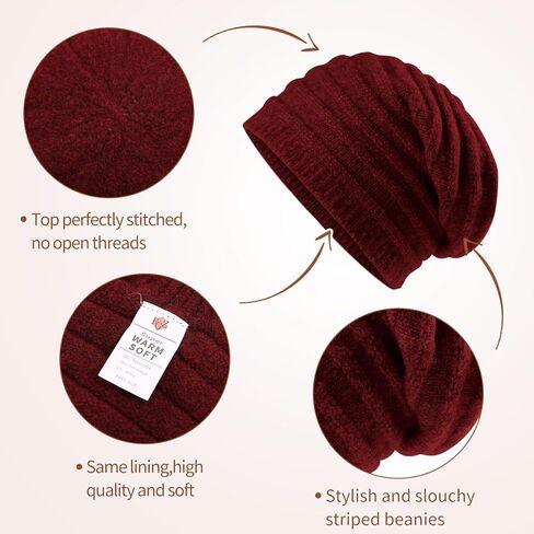 FGZ Women's Wool Blend Knitted Beanie - Ultra Soft, Seamless Slouchy Beanie Hat for Winter in Kuwait