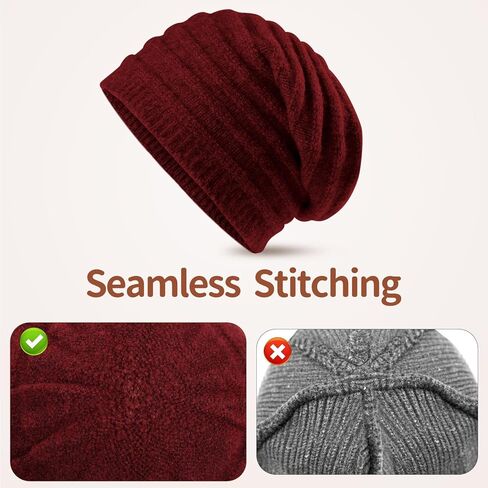 FGZ Women's Wool Blend Knitted Beanie - Ultra Soft, Seamless Slouchy Beanie Hat for Winter in Kuwait