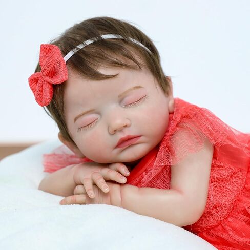 SCOM Lifelike Reborn Baby Doll with Feeding Set - 20 Inch Realistic Newborn Sleeping Girl, Handmade Soft Cloth Body & Vinyl, for Kids 3+ Years,Toddler Educational Companionship Toy in Saudi Arabia