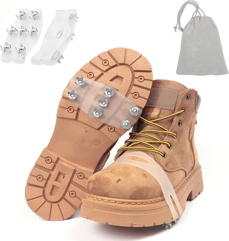 7-Spike Flexible Ice Cleats for Shoes & Boots,Translucent Anti-Slip Traction Cleats for Snow & Ice, Easy Step-in Design,Portable Winter Crampons in Saudi Arabia