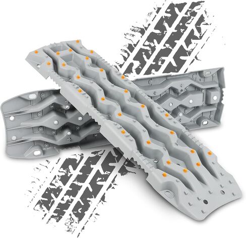 FAHKNS Off-Road Traction Boards with Jack Lift Base: 2 PCS Recovery Tracks for Sand, Mud, Snow, Tire Traction Pads for RV Truck 4X4 SUV Emergency Tire Traction (41", Orange) in Saudi Arabia