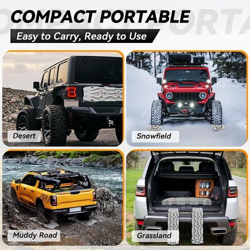 FAHKNS Off-Road Traction Boards with Jack Lift Base: 2 PCS Recovery Tracks for Sand, Mud, Snow, Tire Traction Pads for RV Truck 4X4 SUV Emergency Tire Traction (41", Orange) in Saudi Arabia