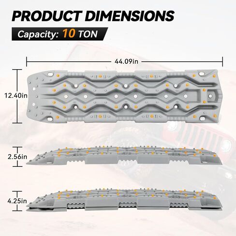 FAHKNS Off-Road Traction Boards with Jack Lift Base: 2 PCS Recovery Tracks for Sand, Mud, Snow, Tire Traction Pads for RV Truck 4X4 SUV Emergency Tire Traction (41", Orange) in Saudi Arabia