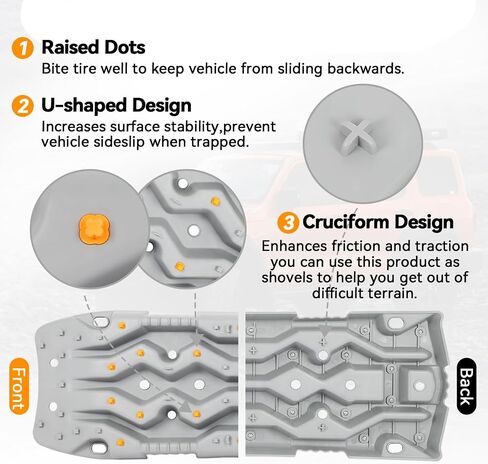 FAHKNS Off-Road Traction Boards with Jack Lift Base: 2 PCS Recovery Tracks for Sand, Mud, Snow, Tire Traction Pads for RV Truck 4X4 SUV Emergency Tire Traction (41", Orange) in Saudi Arabia