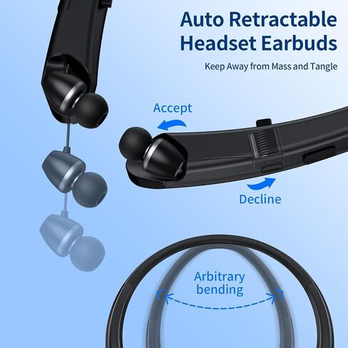 Bluetooth Headphones Wireless Neckband Bluetooth Earphones Auto Retractable Earbuds with 24H Playtime,Sports Waterproof Earphone,Noise Cancelling with Mic for Running Workout,White-Black in Saudi Arabia