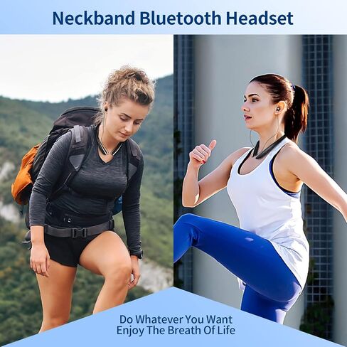 Bluetooth Headphones Wireless Neckband Bluetooth Earphones Auto Retractable Earbuds with 24H Playtime,Sports Waterproof Earphone,Noise Cancelling with Mic for Running Workout,White-Black in Saudi Arabia