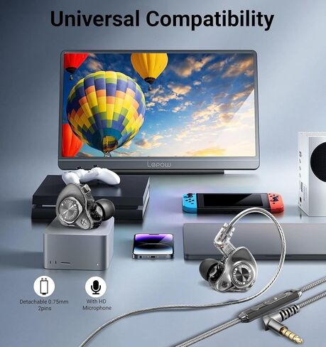 Wired IEM Earbuds,S28 Gaming Headphones with 10mm Dynamic Driver for Deep Bass & Crystal Clear Hi-Res Sound,in-Ear Monitor with Detachable Cable for Gaming,Musicians, Singers in Kuwait