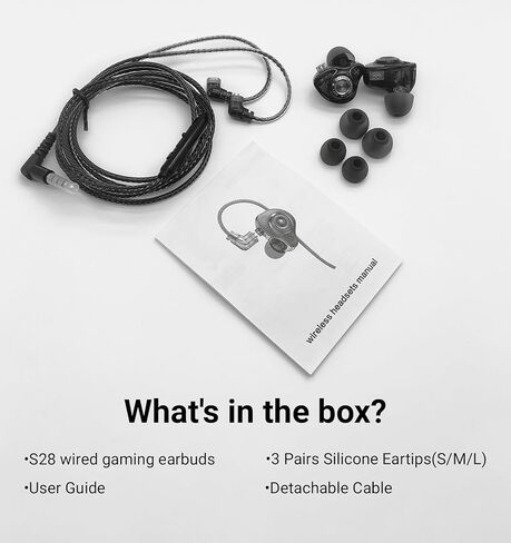 Wired IEM Earbuds,S28 Gaming Headphones with 10mm Dynamic Driver for Deep Bass & Crystal Clear Hi-Res Sound,in-Ear Monitor with Detachable Cable for Gaming,Musicians, Singers in Kuwait