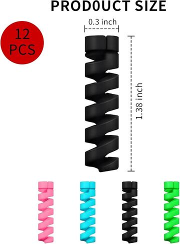 12 Pack Charger Protectors, Silicone Cable Saver, Mouse Cable Wire Protector, Cord Saver Compatible in Saudi Arabia