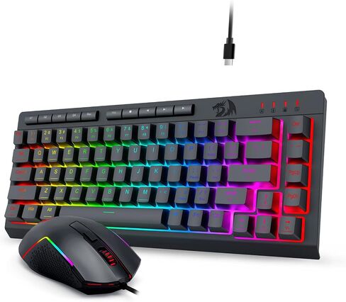 مجموعة لوحة مفاتيح وماوس سلكية للألعاب من Redragon، بإضاءة خلفية RGB، لوحة مفاتيح ماكرو مدمجة 26 مفتاحًا مضادة للظلال بنسبة 60% + ماوس ضوئي قابل للبرمجة بدقة 8000 نقطة في البوصة مع برنامج للكمبيوتر المحمول in Kuwait