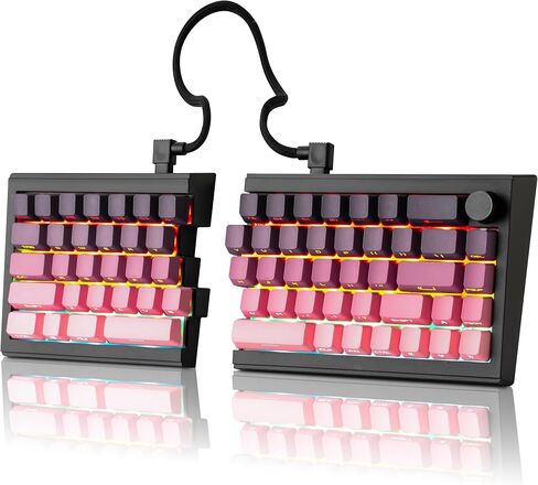 ZORNHER ST68 Wireless Ergonomic Split Mechanical Keyboard,65% Pink & Purple Creamy Thocky TKL Gaming Keyboard with Knob,Lighted Up PBT Keycaps,Cream Switches in Saudi Arabia