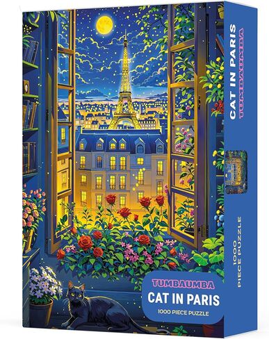 Jigsaw Puzzle 1000 Piece for Adults, Cat in New York, Colorful Challenging Art Puzzle for Woman and Cat Lovers, Poster Included in Saudi Arabia