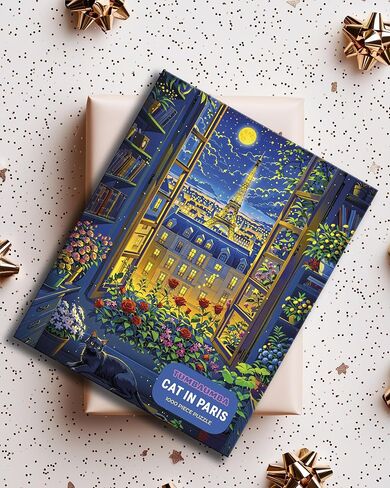 Jigsaw Puzzle 1000 Piece for Adults, Cat in New York, Colorful Challenging Art Puzzle for Woman and Cat Lovers, Poster Included in Saudi Arabia