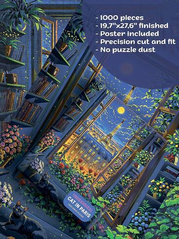 Jigsaw Puzzle 1000 Piece for Adults, Cat in New York, Colorful Challenging Art Puzzle for Woman and Cat Lovers, Poster Included in Saudi Arabia