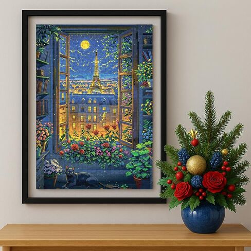 Jigsaw Puzzle 1000 Piece for Adults, Cat in New York, Colorful Challenging Art Puzzle for Woman and Cat Lovers, Poster Included in Saudi Arabia