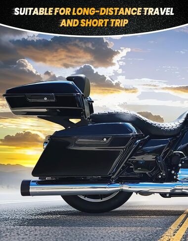 tct-motorparts زاوية سوداء سوداء أمتعة جولة مع رف جبل رف الظهر قوسين ل Harley Touring Models Road Road Street Electra Glide Ultra-Classic 2014-2025 in Saudi Arabia