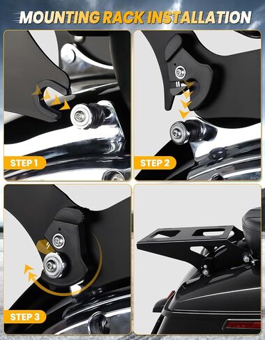 tct-motorparts زاوية سوداء سوداء أمتعة جولة مع رف جبل رف الظهر قوسين ل Harley Touring Models Road Road Street Electra Glide Ultra-Classic 2014-2025 in Saudi Arabia