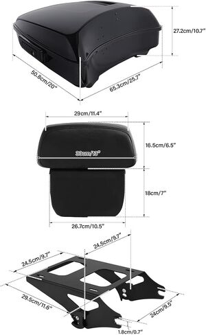 tct-motorparts زاوية سوداء سوداء أمتعة جولة مع رف جبل رف الظهر قوسين ل Harley Touring Models Road Road Street Electra Glide Ultra-Classic 2014-2025 in Saudi Arabia