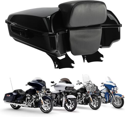 tct-motorparts زاوية سوداء سوداء أمتعة جولة مع رف جبل رف الظهر قوسين ل Harley Touring Models Road Road Street Electra Glide Ultra-Classic 2014-2025 in Saudi Arabia