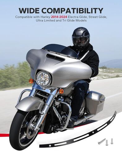 Amazicha زجاج الأمامي غير القابل للصدأ زجاج الأمامي تقليم أسود متوافق مع Harley Tri Electra Street Glide Ultra Limited 1996-2013 in Saudi Arabia