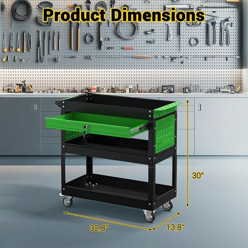 3 Tier Rolling Tool Cart on Wheels, 550 LBS Tool Cart with Drawers，Heavy Duty Utility Cart with Pegboard and Hook，Mechanic Tool Storage Cart for Garage, Warehouse and Repair Shop(Dark Blue) in Saudi Arabia
