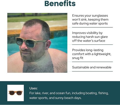 شركة تكساس كورك® | النظارات الشمسية الفلين المستقطبة العائمة | الخيزران خفيف الوزن | الأشعة فوق البنفسجية 400 | ظلال عائمة للرجال والنساء in Kuwait